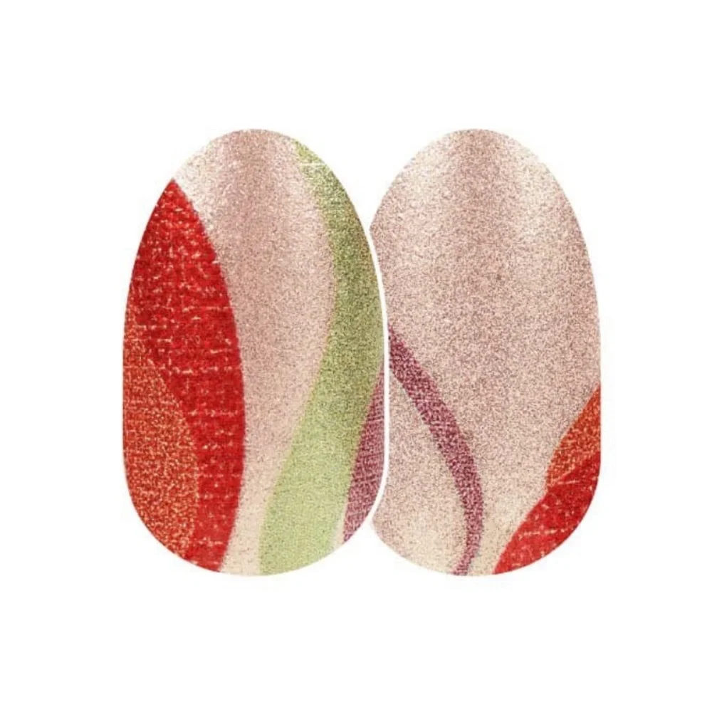 *Retired* Color Street: Get in Line | Abstract Waves Gold Metallic Red Green